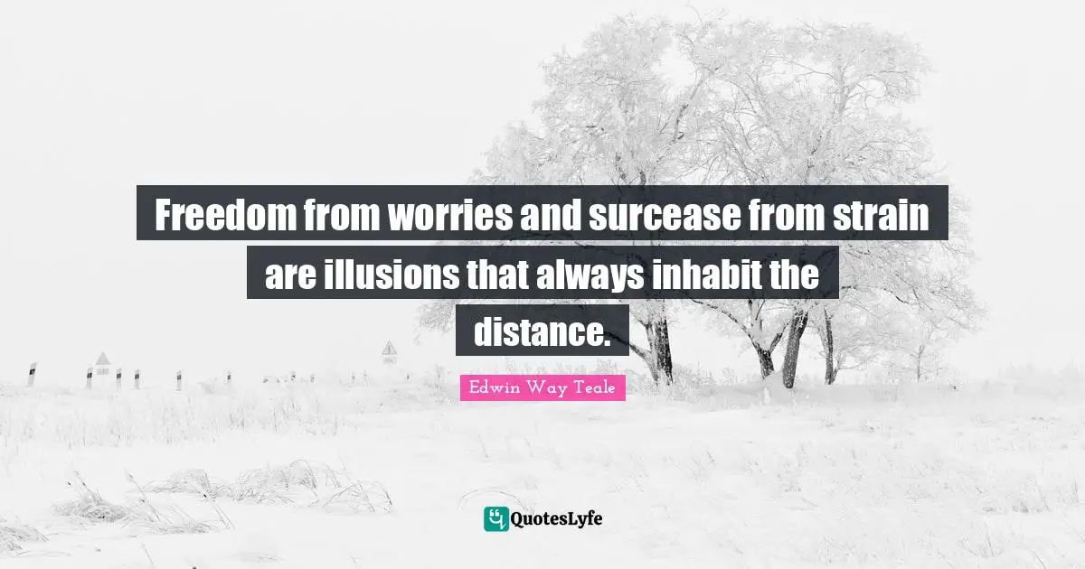 Freedom from worries and surcease from strain are illusions that always inhabit the distance.
