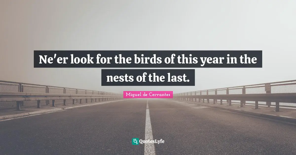 Ne'er look for the birds of this year in the nests of the last.