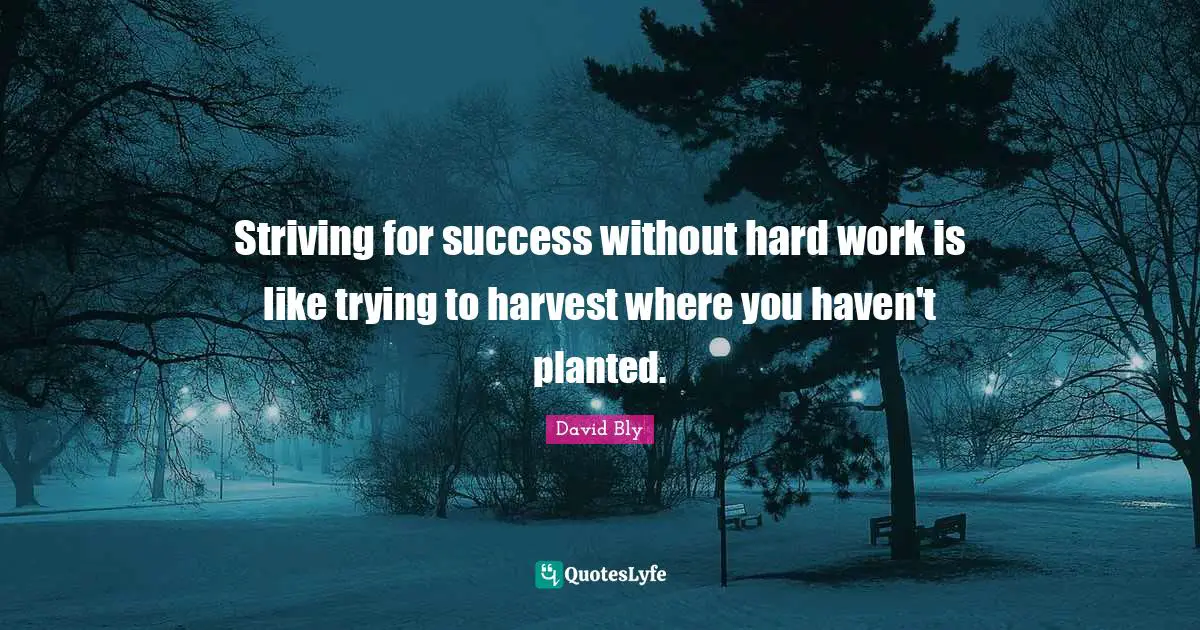 Striving for success without hard work is like trying to harvest where you haven't planted.