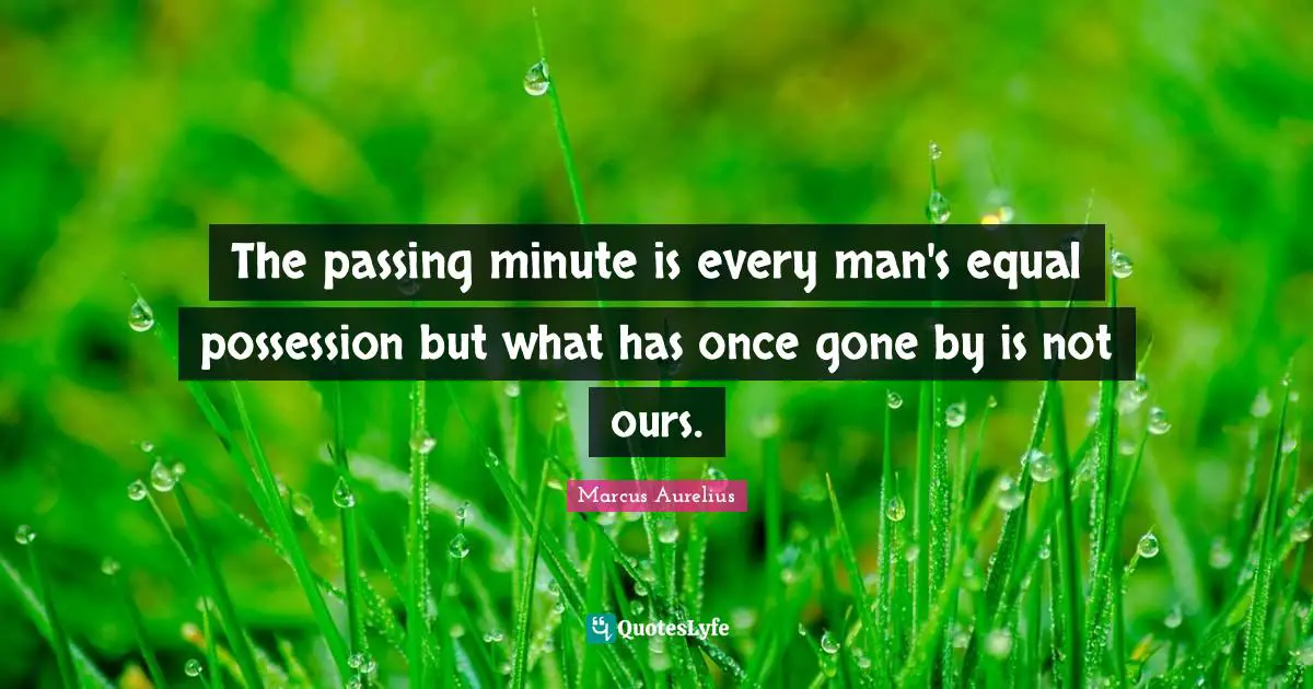 The passing minute is every man's equal possession but what has once gone by is not ours.