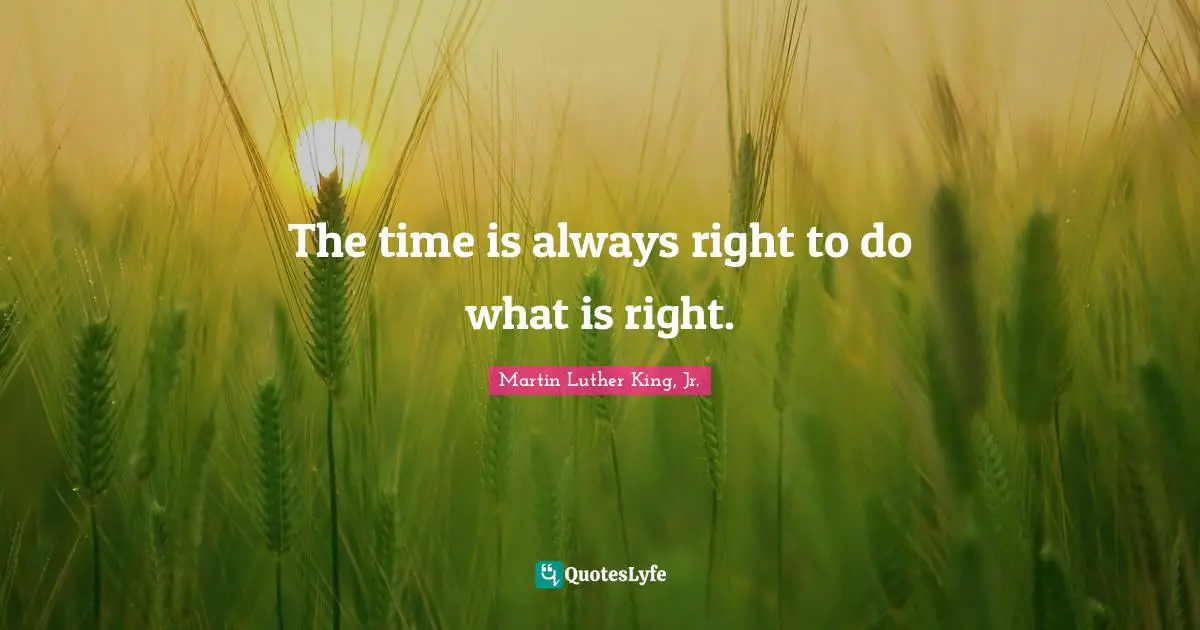 Martin Luther King, Jr. Quotes: The time is always right to do what is right.