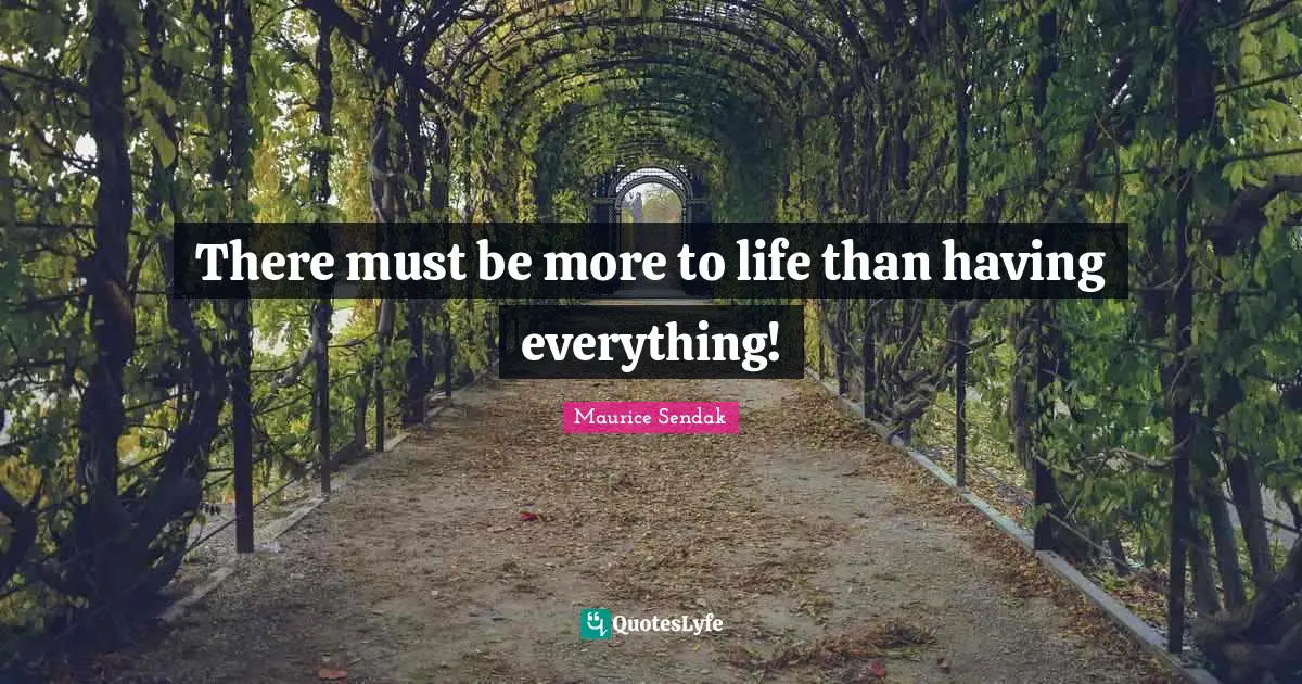 There must be more to life than having everything!