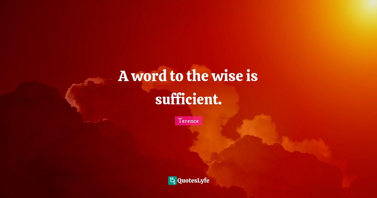 A word to the wise is sufficient.