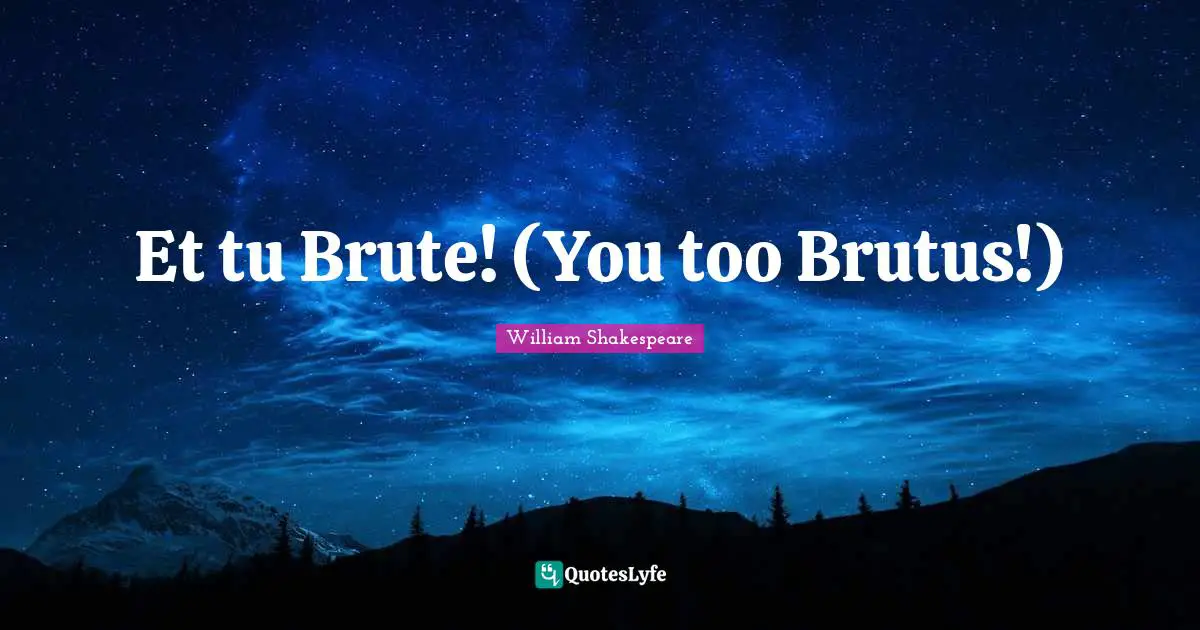 Et tu Brute! (You too Brutus!)
