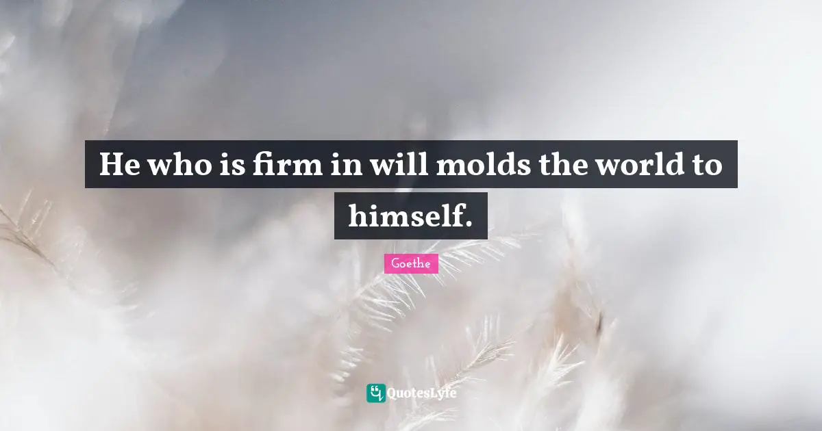 He who is firm in will molds the world to himself.