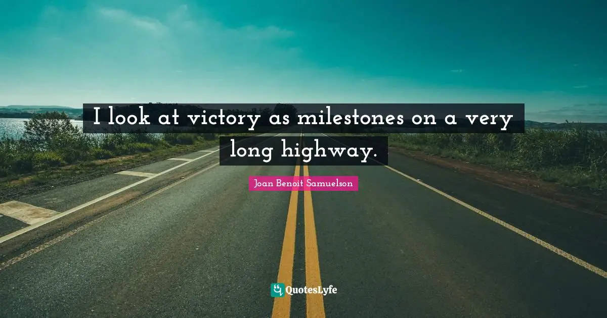 I look at victory as milestones on a very long highway.