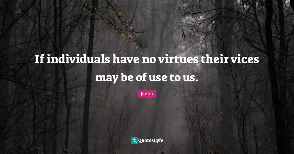 If individuals have no virtues their vices may be of use to us.