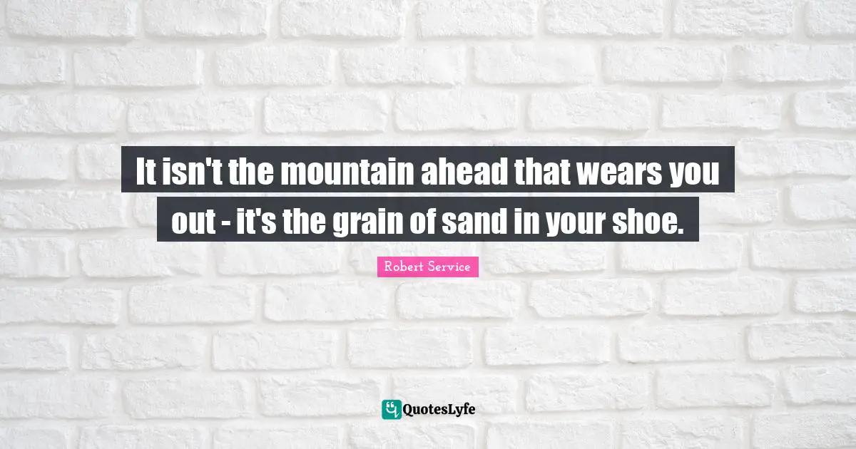 It isn't the mountain ahead that wears you out - it's the grain of sand in your shoe.