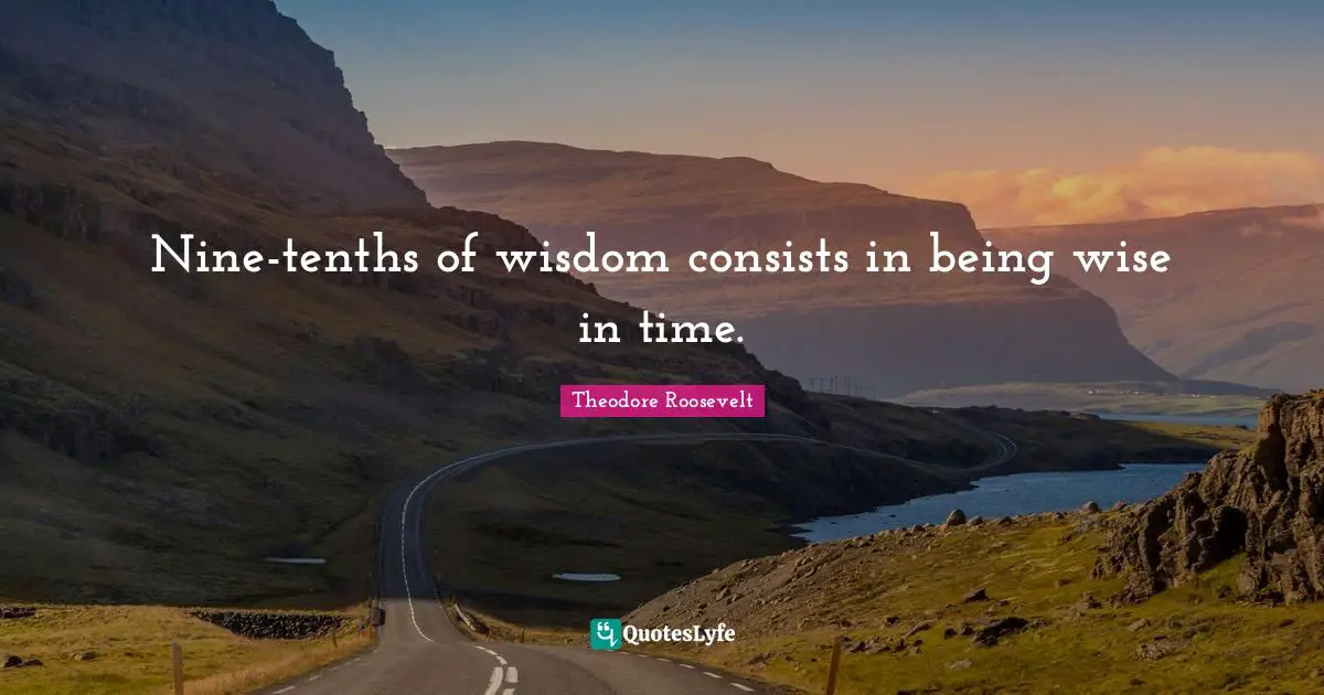 Nine-tenths of wisdom consists in being wise in time.