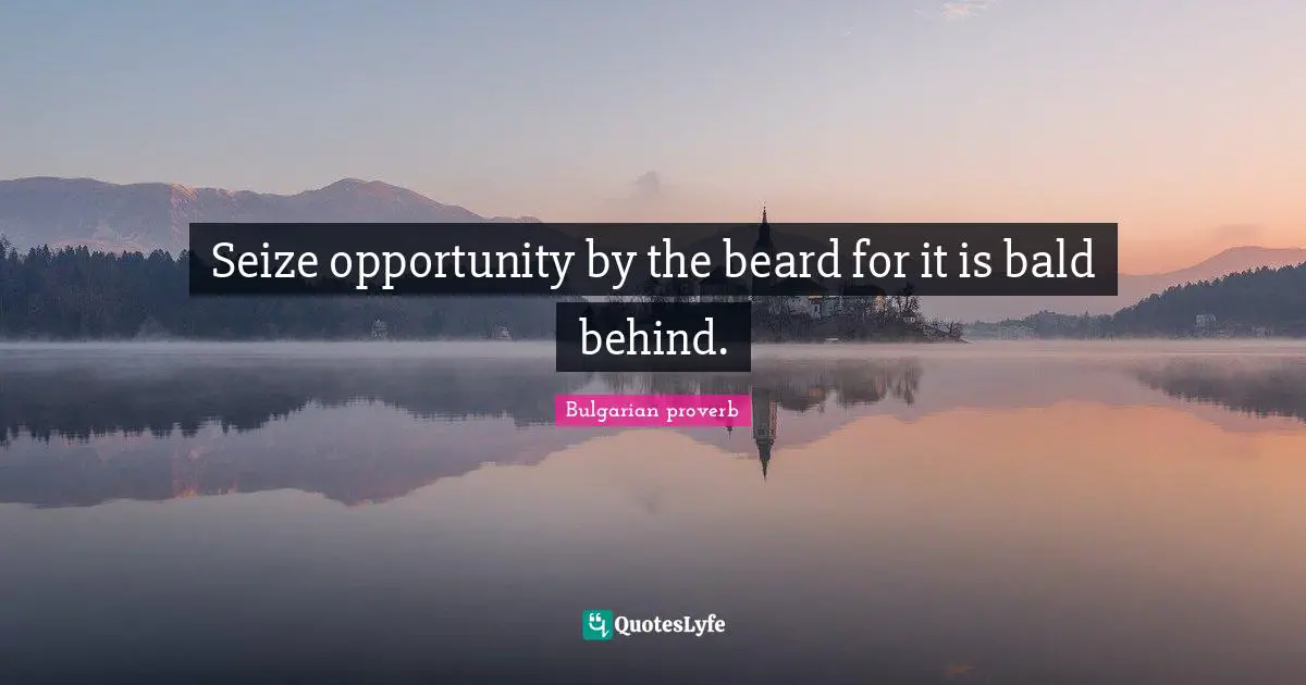 Seize opportunity by the beard for it is bald behind.