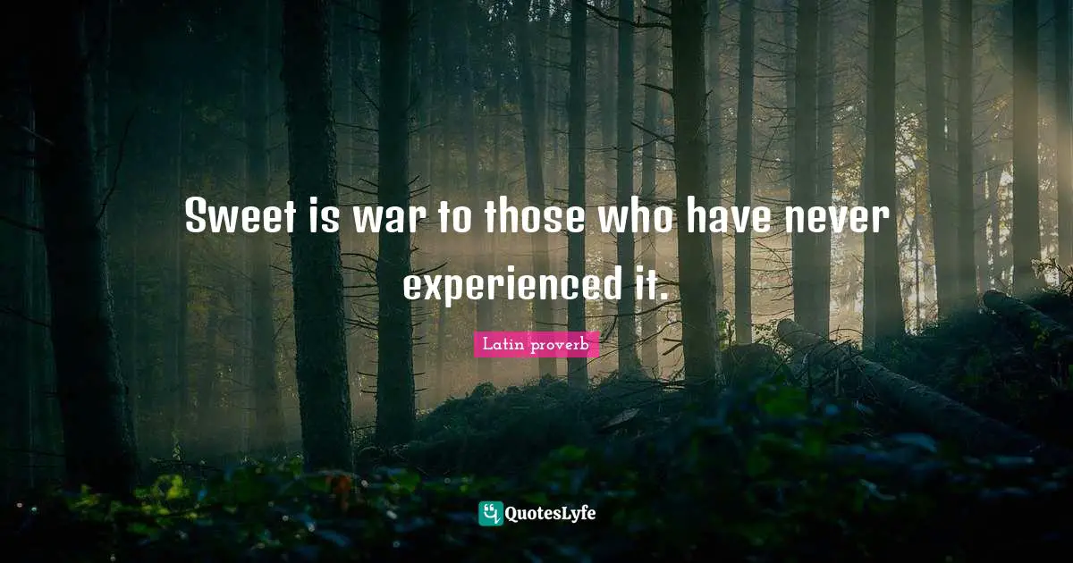 Sweet is war to those who have never experienced it.
