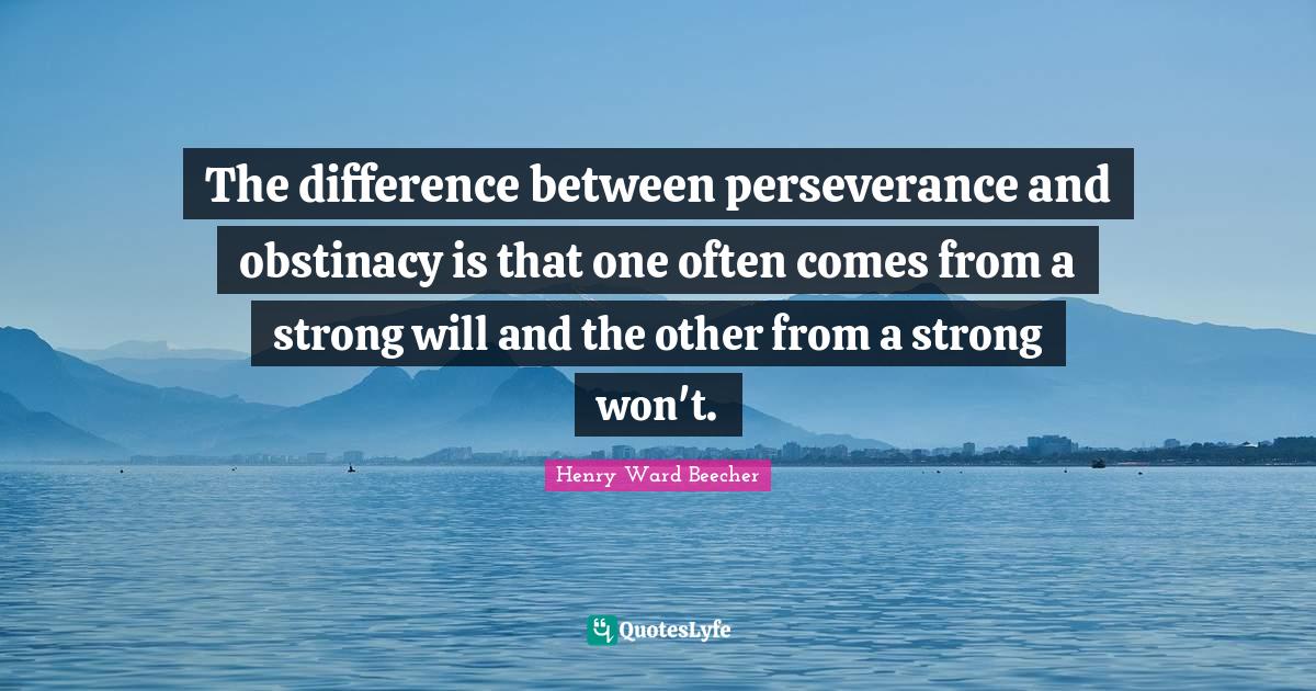 The difference between perseverance and obstinacy is that one often co