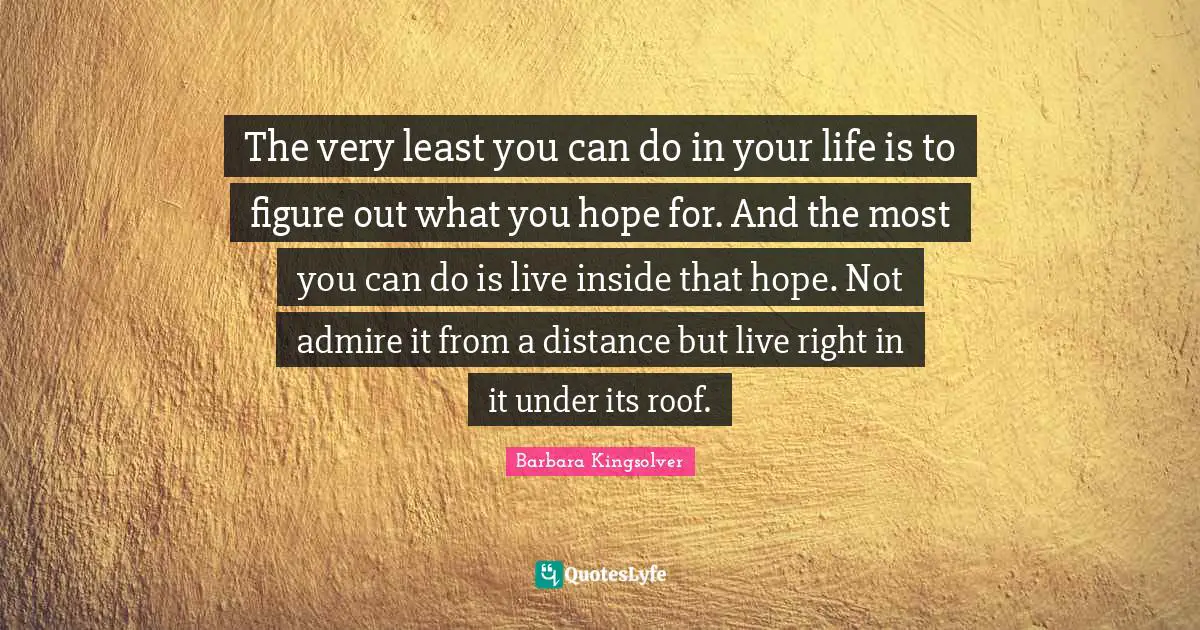 The very least you can do in your life is to figure out what you hope for. And the most you can do is live inside that hope. Not admire it from a distance but live right in it under its roof.