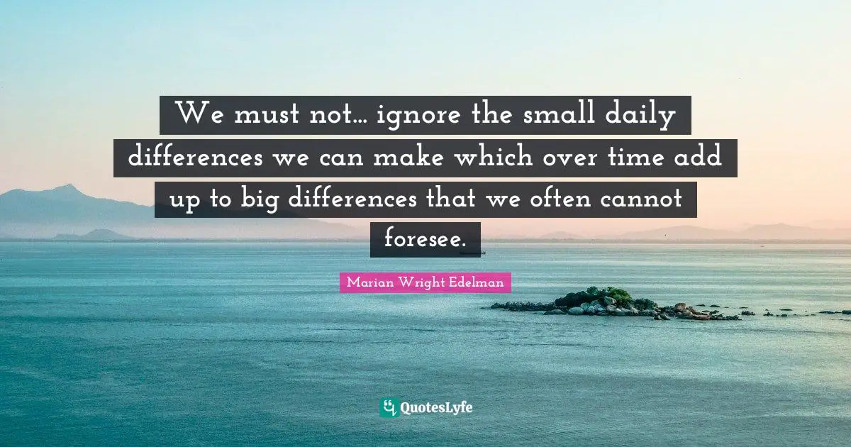 We must not... ignore the small daily differences we can make which over time add up to big differences that we often cannot foresee.