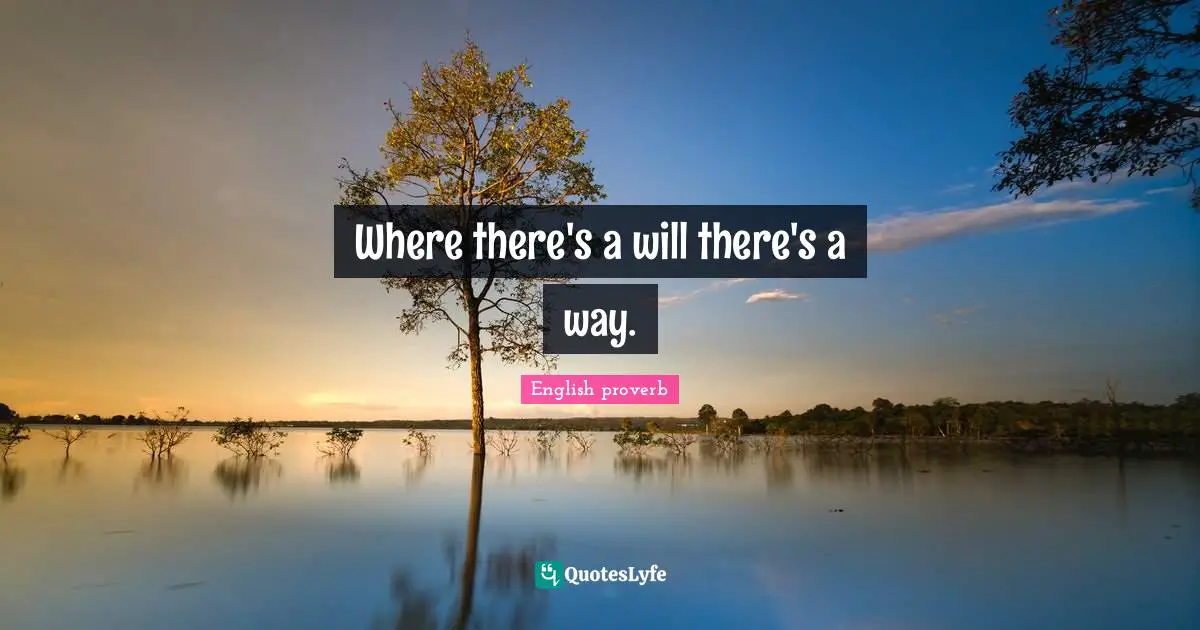 Where there's a will there's a way.