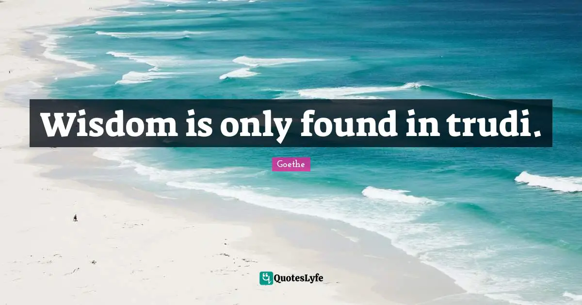 Wisdom is only found in trudi.