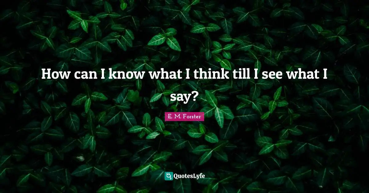 Writers Quotes: "How can I know what I think till I see what I say?"
