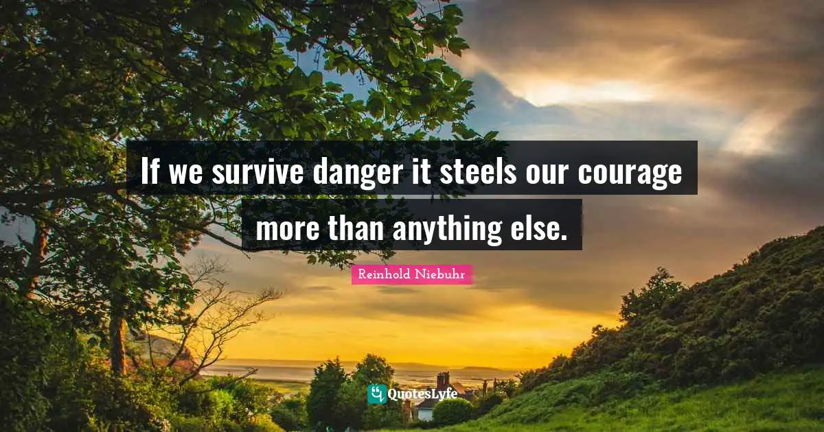 If we survive danger it steels our courage more than anything else.