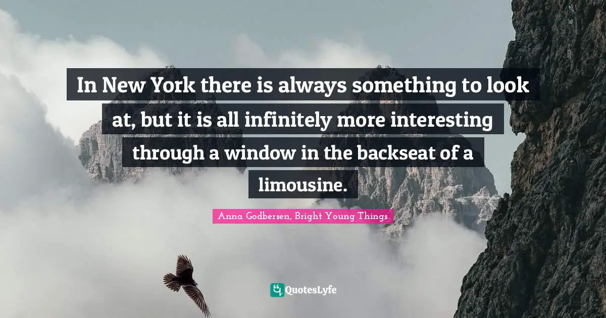 Anna Godbersen, Bright Young Things Quotes: In New York there is always something to look at, but it is all infinitely more interesting through a window in the backseat of a limousine.