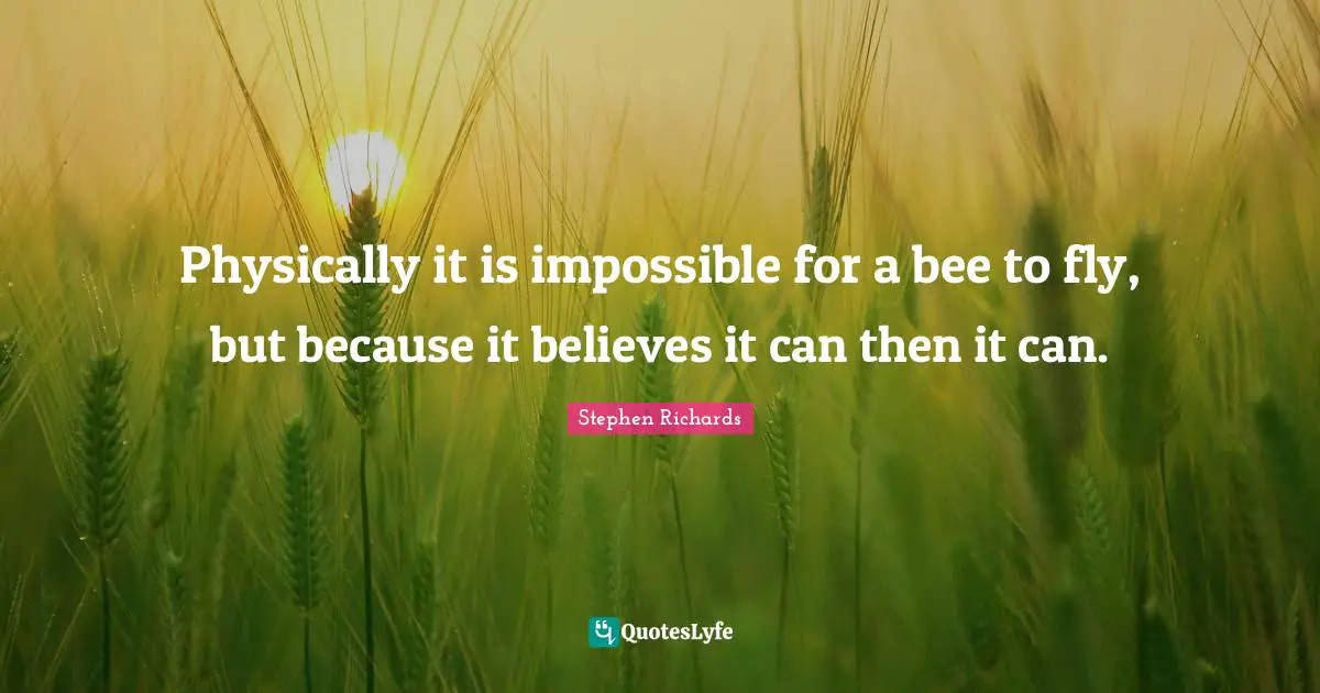 Physically it is impossible for a bee to fly, but because it believes it can then it can.