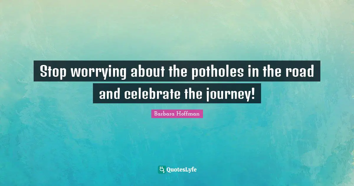 Stop worrying about the potholes in the road and celebrate the journey!