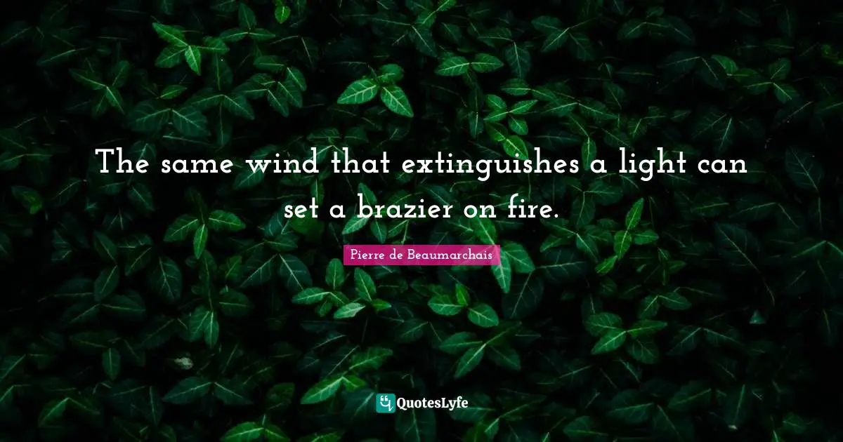The same wind that extinguishes a light can set a brazier on fire.