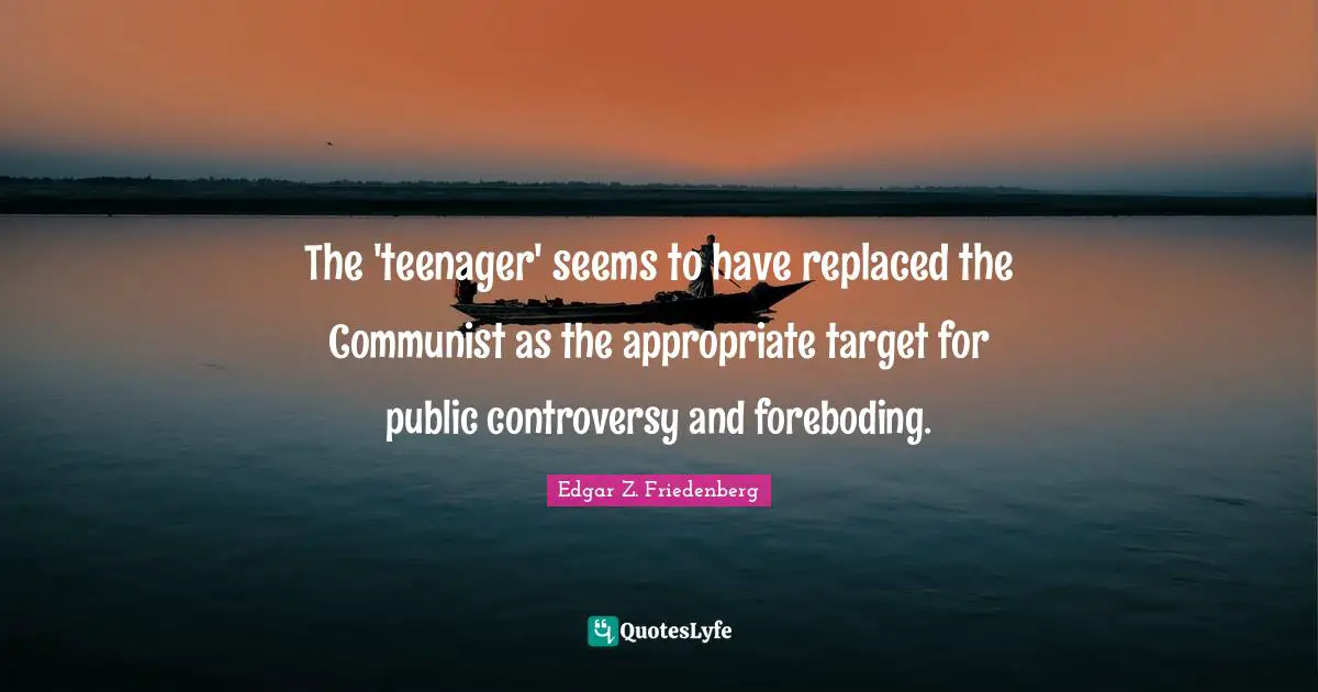 The 'teenager' seems to have replaced the Communist as the appropriate target for public controversy and foreboding.