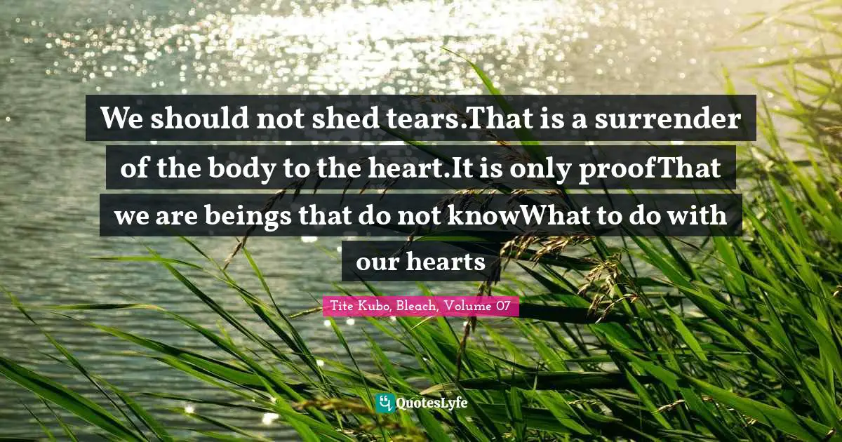 We should not shed tears.That is a surrender of the body to the heart.It is only proofThat we are beings that do not knowWhat to do with our hearts