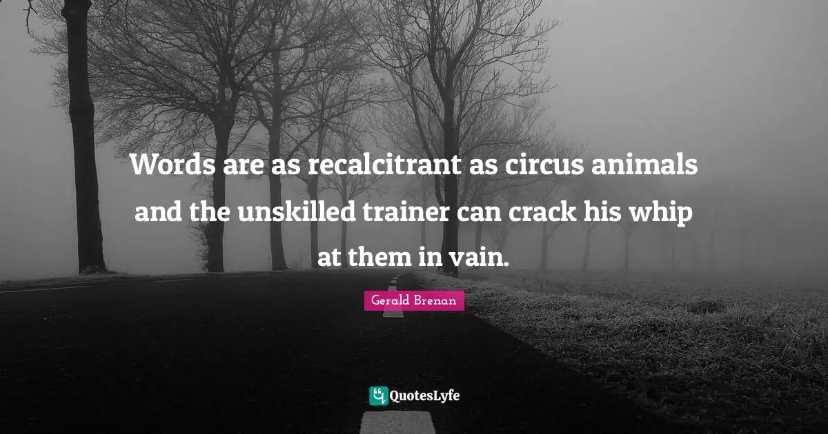 Words are as recalcitrant as circus animals and the unskilled trainer can crack his whip at them in vain.