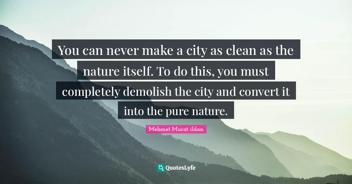 You can never make a city as clean as the nature itself. To do this, you must completely demolish the city and convert it into the pure nature.