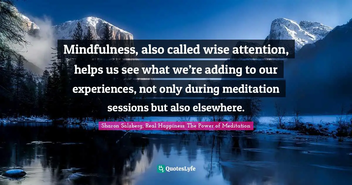 Mindfulness, also called wise attention, helps us see what we’re adding to our experiences, not only during meditation sessions but also elsewhere.