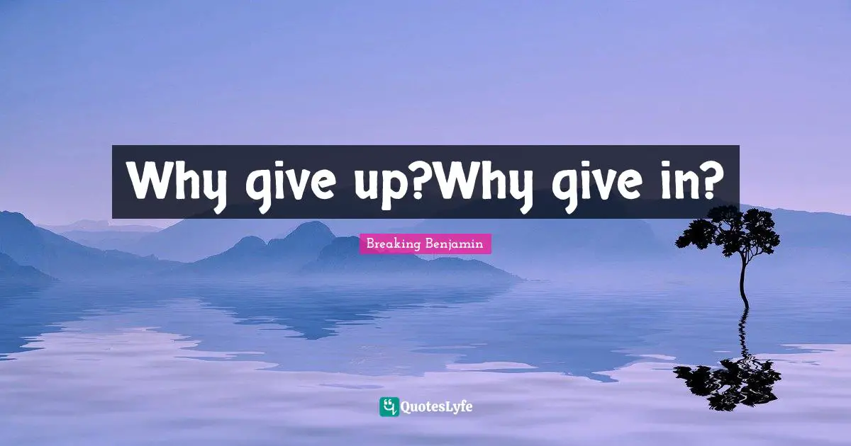 Why give up?Why give in?