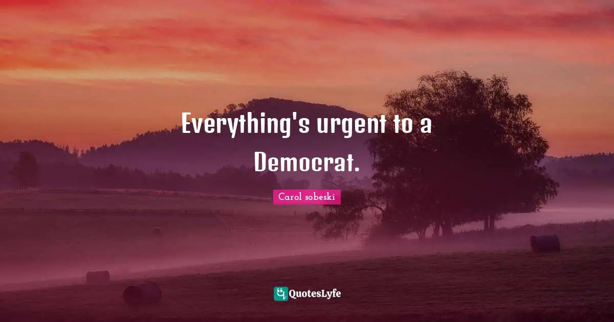 Everything's urgent to a Democrat.