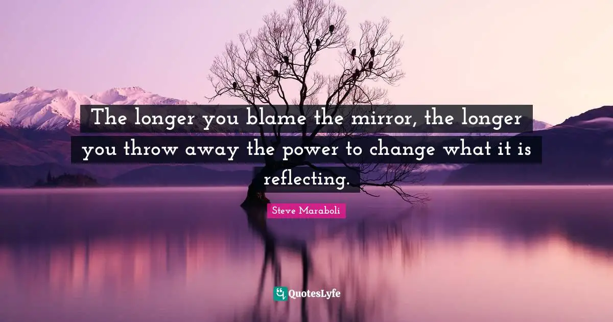 The longer you blame the mirror, the longer you throw away the power to change what it is reflecting.