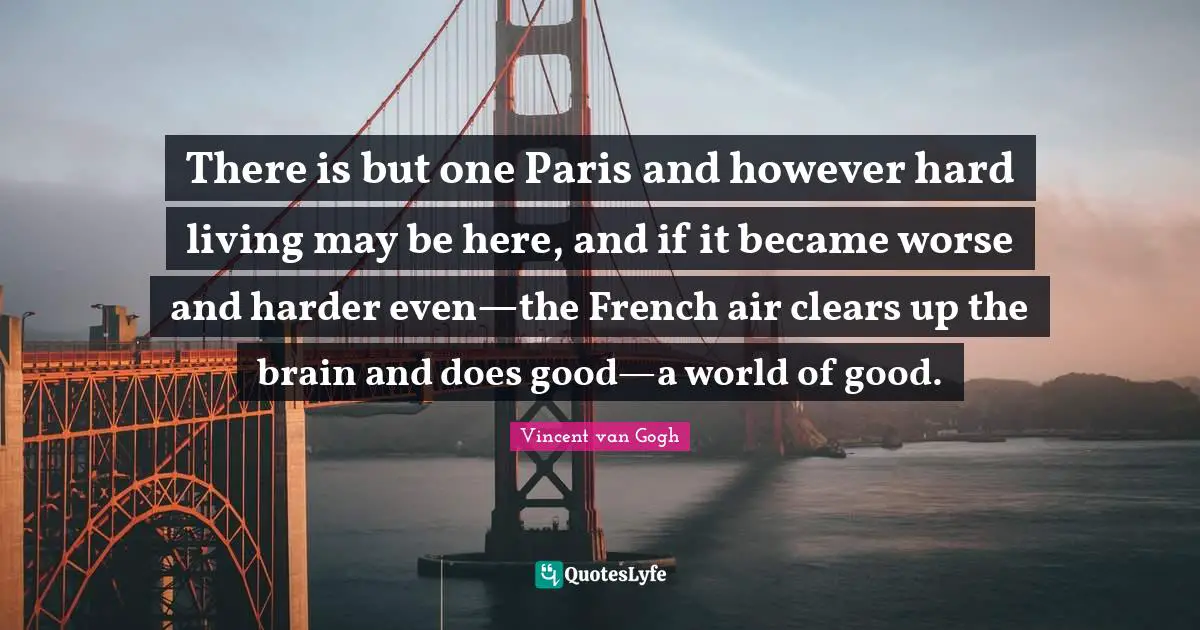 There is but one Paris and however hard living may be here, and if it became worse and harder even—the French air clears up the brain and does good—a world of good.