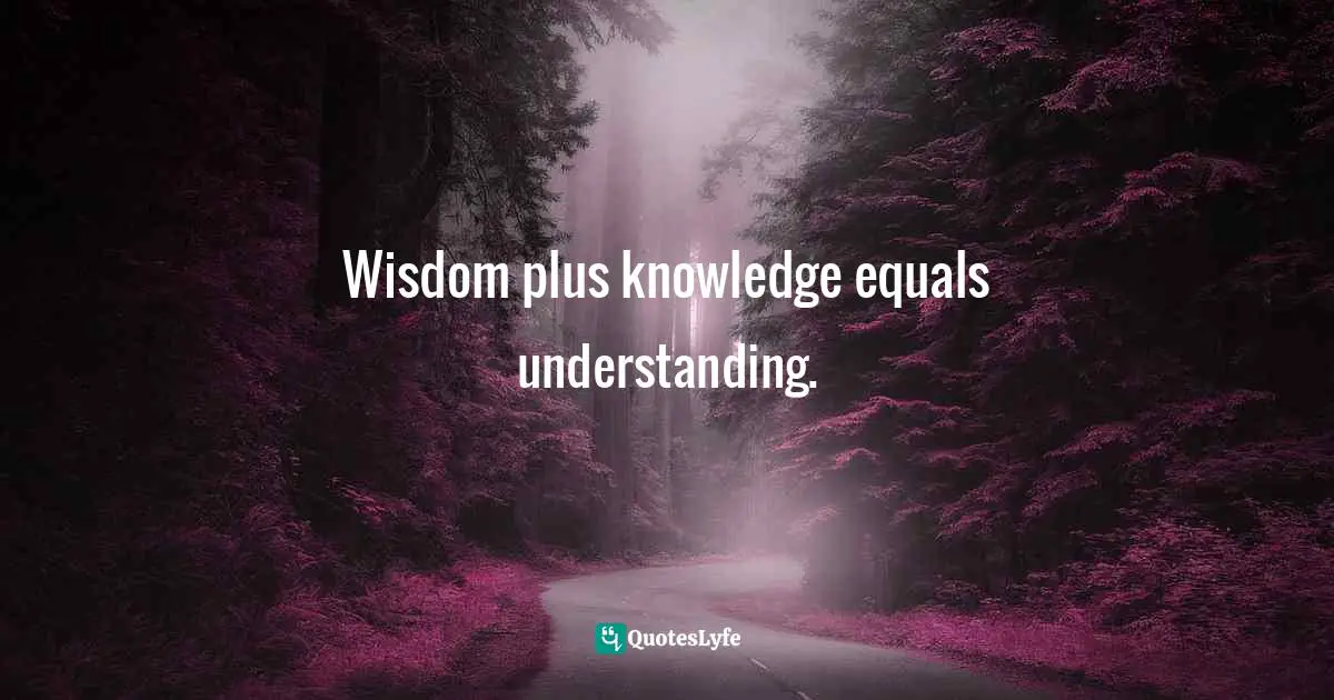 Wisdom plus knowledge equals understanding.