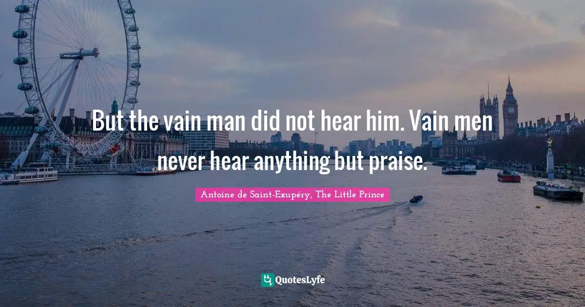 But the vain man did not hear him. Vain men never hear anything but praise.