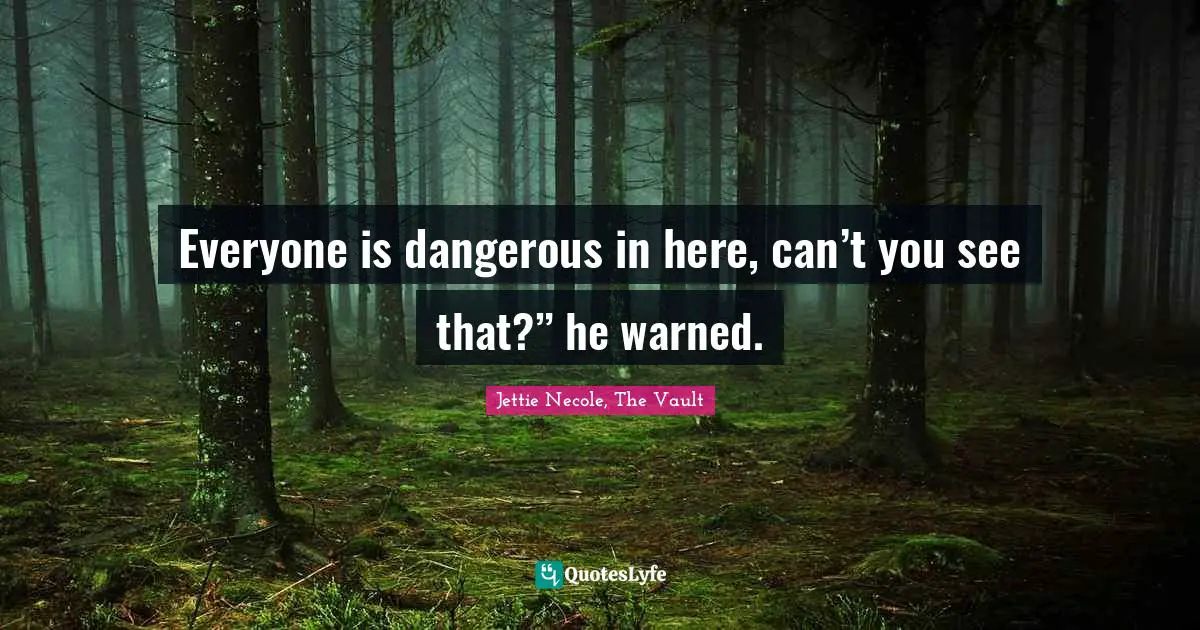 Jettie Necole, The Vault Quotes: "Everyone is dangerous in here, can’t you see that?” he warned."