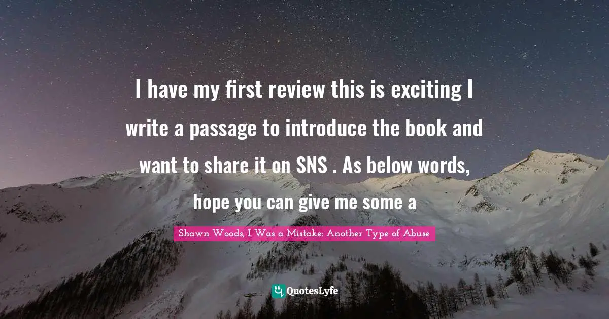 I have my first review this is exciting I write a passage to introduce the book and want to share it on SNS . As below words, hope you can give me some a