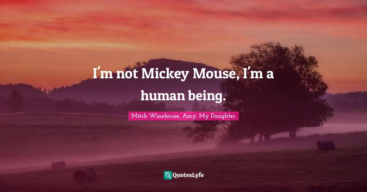 I'm not Mickey Mouse, I'm a human being.