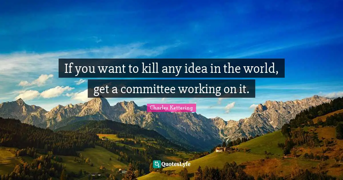 If you want to kill any idea in the world, get a committee working on it.