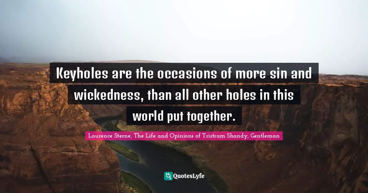Keyholes are the occasions of more sin and wickedness, than all other holes in this world put together.