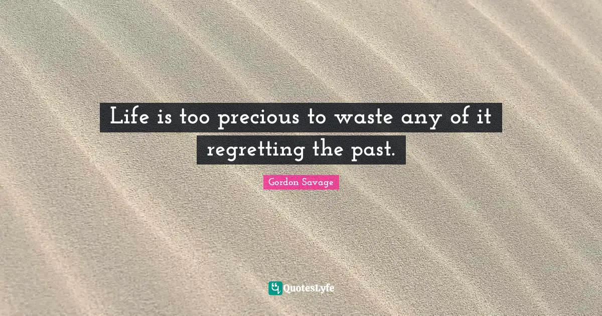 Be A Role Model Quotes: "Life is too precious to waste any of it regretting the past."