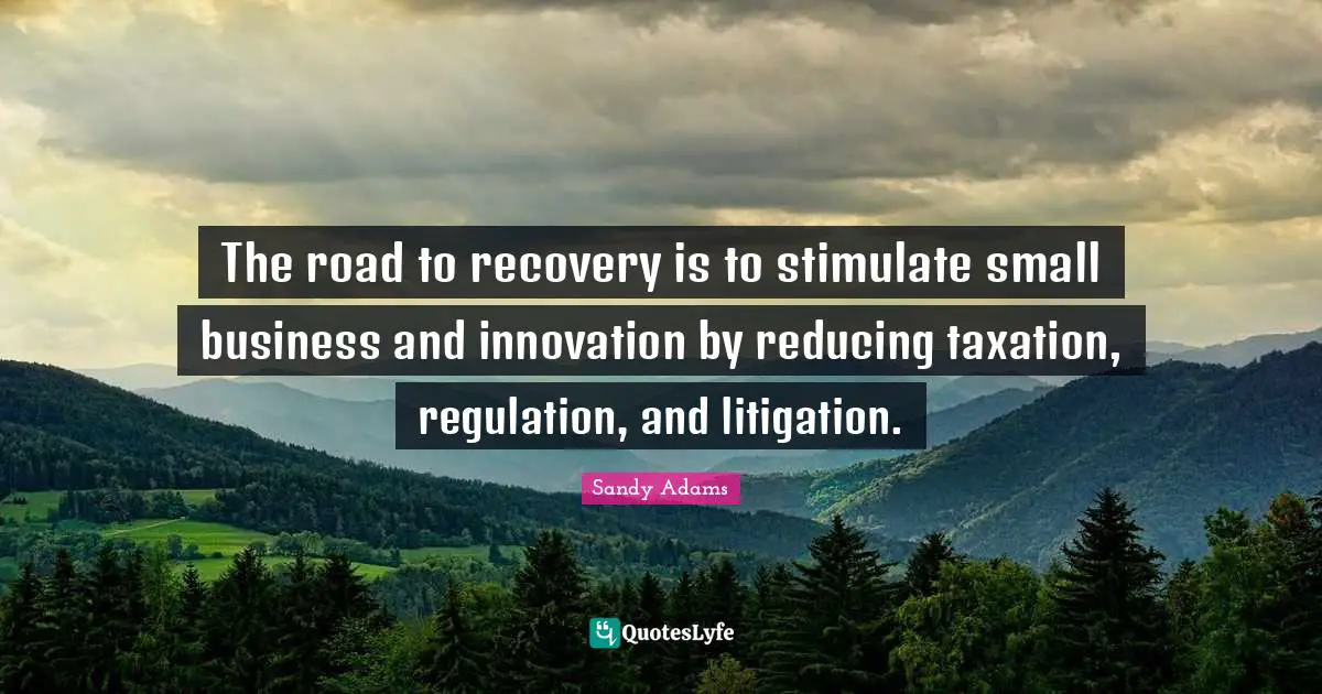 The road to recovery is to stimulate small business and innovation by reducing taxation, regulation, and litigation.