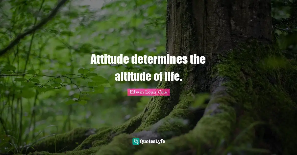Edwin Louis Cole Quotes: "Attitude determines the altitude of life."