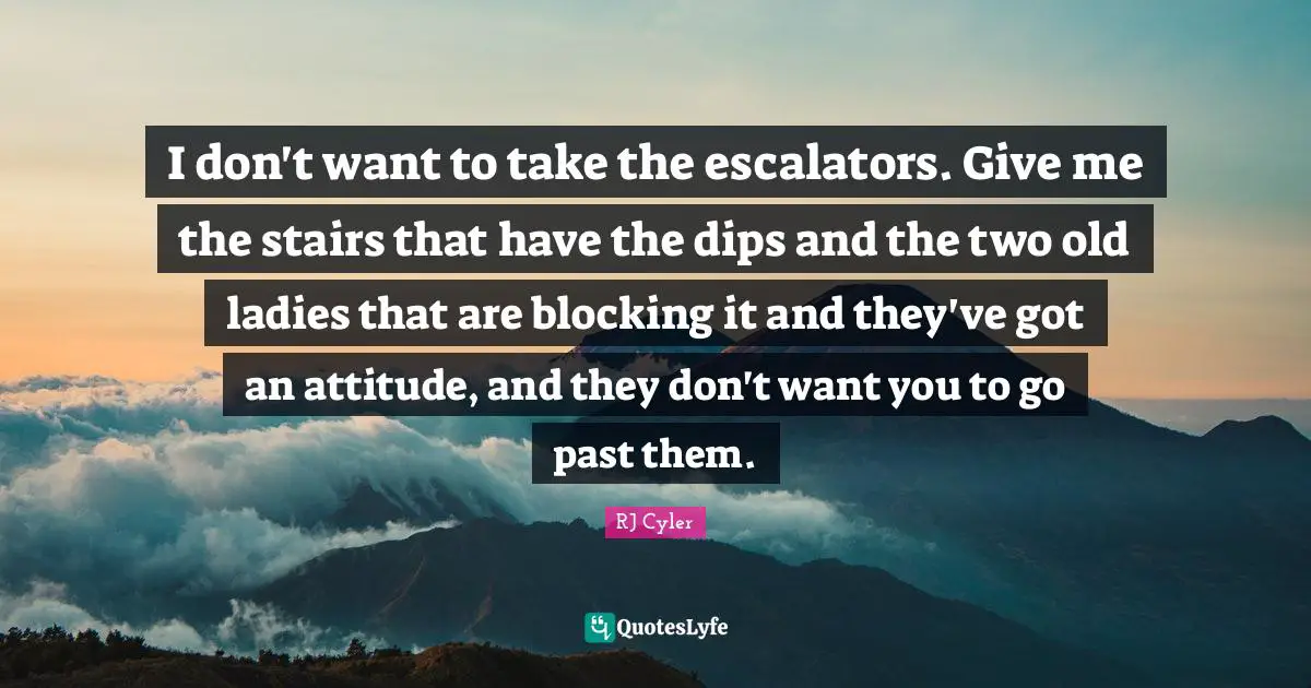 I don't want to take the escalators. Give me the stairs that have the dips and the two old ladies that are blocking it and they've got an attitude, and they don't want you to go past them.