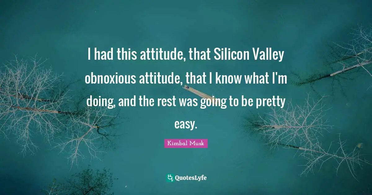 I had this attitude, that Silicon Valley obnoxious attitude, that I know what I'm doing, and the rest was going to be pretty easy.