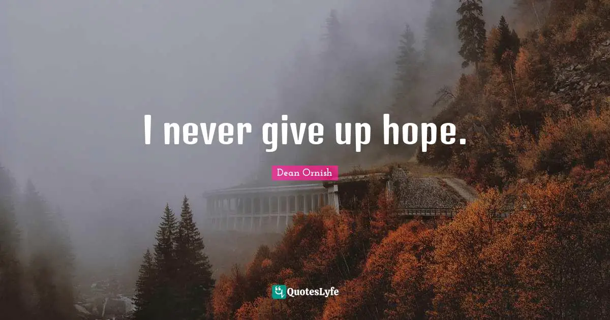 I never give up hope.