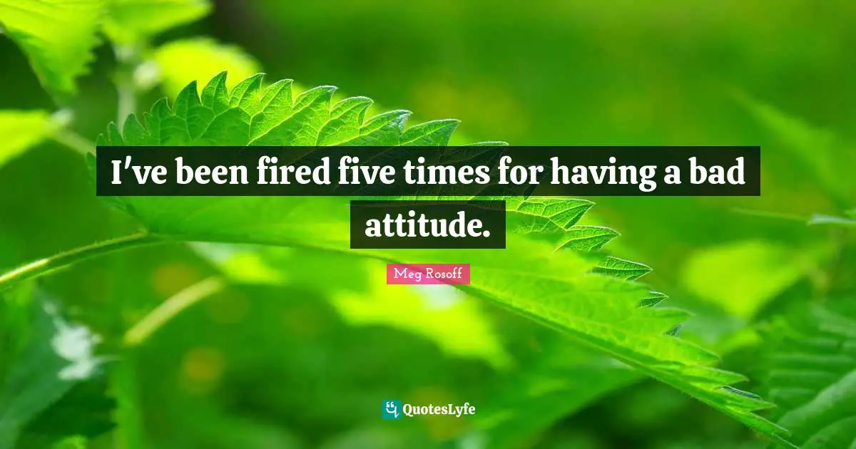 I've been fired five times for having a bad attitude.