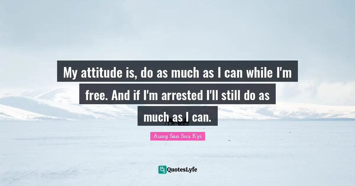 My attitude is, do as much as I can while I'm free. And if I'm arrested I'll still do as much as I can.
